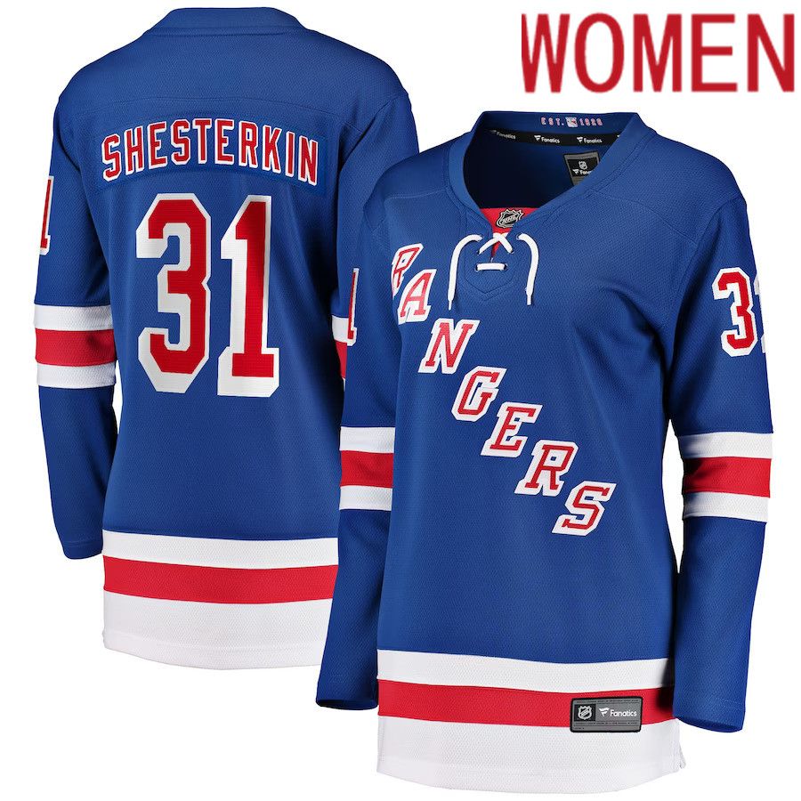 Women New York Rangers 31 Igor Shesterkin Fanatics Branded Blue Home Breakaway NHL Jersey